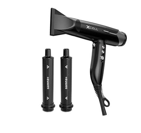 GAMMA+ XCell Professional Ionic Hair Dryer with Diffuser High Speed Lightweight Blow Dryer with Auto Wrap Curling Attachments for Waves & Curls 12 Heat & Speed Settings