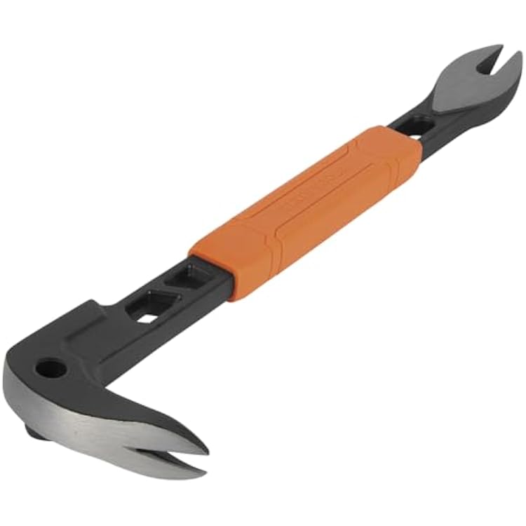 Klein Tools 66093 Nail Puller with Integrated Dimpler, Heavy-Duty Carbon Steel Cats Paw Pry Bar, 12-Inch