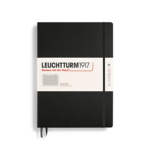 LEUCHTTURM1917 - Notebook Hardcover Master Classic A4 235 Numbered Pages for Writing and Journaling Black, Squared