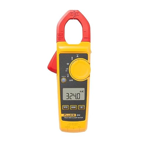 Fluke 324 True-RMS Clamp Meter with Temperature & Capacitance, Measure AC Current Up to 400 A and ACDC Voltage Up to 600 V, Includes Backlit Display, Measure Resistance Up to 4000 Ohms