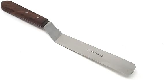 7 Inch Angled Blade Lab Sptuala Labware - Mixing & Sorting Tools With Wooden Handle - Used In Research Laboratory -  With Polished Blades, Stainless Steel Shovel With Brass Rivets 7" Blade