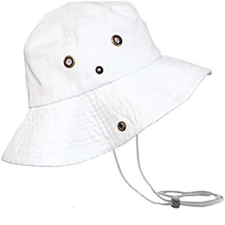 Newhattan Boonie Safari Bucket Hat Foldable Military Style Cap White, LXL