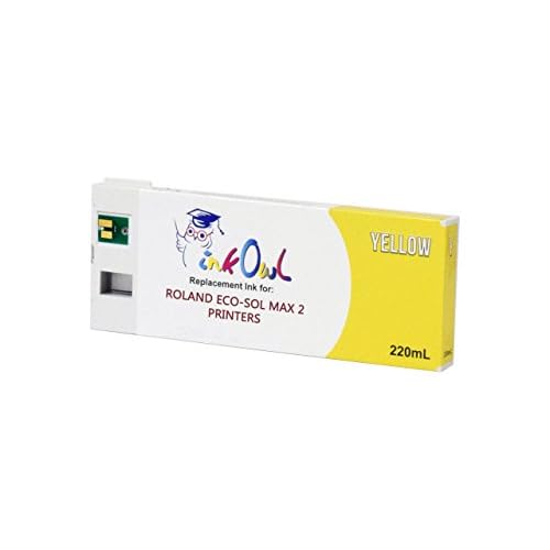 InkOwl Compatible Ink Cartridge Replacement for Roland ECO-SOL MAX 2 Printers ESL4-YE 220mL, Yellow for BN-20A, RF-640, VS-300i, VS-540i, VS-640i, XF-640, XR-640