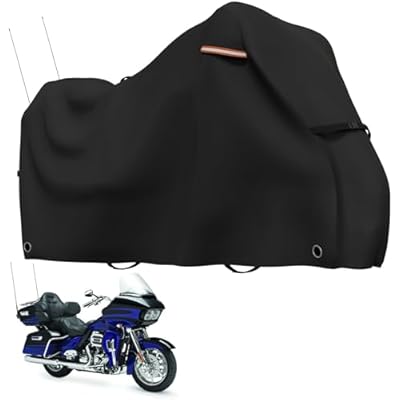 Roasivi Motorcycle Covers Waterproof Outdoor Storage for Harley Davidson Touring Models Heavy Duty Cover for General Motorcycle 110 L x 45 W x 59 H Black