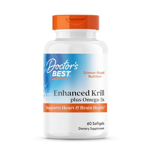 Doctors Best Enhanced Wild Caught Antarctic Krill Superba2 Plus Omega-3s, Supports Heart & Brain Health, Non-GMO, Gluten Free 60 Softgels