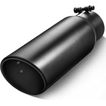 Upower Exhaust Tip 3" Inlet, 3 Inlet 4 Outlet 12 Long Black Powder Coated Finish Bolt On Muffler Tip For Truck Tailpipe