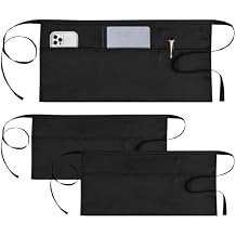 PEASUG Server Apron, Waitress Apron with 3 Pockets, Short Aprons for Women with Pockets for Servers, Waiter, Waitress