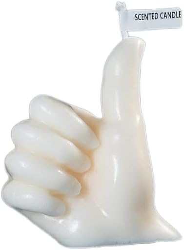 Thumb Candle Finger Shaped Gesture Scented Candles Niche Funny Quirky Gifts for Birthday, Office, Housewarming Gift (White)