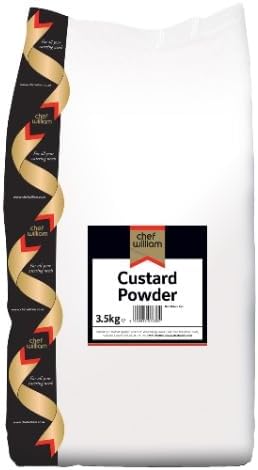 Chef William Custard Powder, 3.5kg | Instant dessert mix creates smooth, lump-free traditional sweet sauces quickly for high-volume commercial catering.