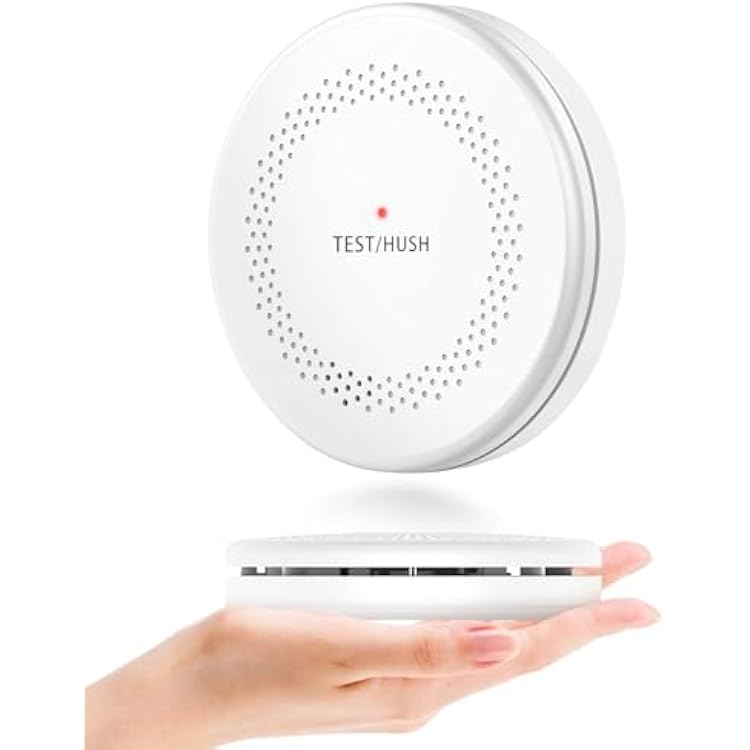 Smoke Detector Carbon Monoxide Detector Combo 10 Year Battery, HATHEPHS Slim Smoke Alarm CO Detector with Large TestSilence Button, Adhesive & Screws Included