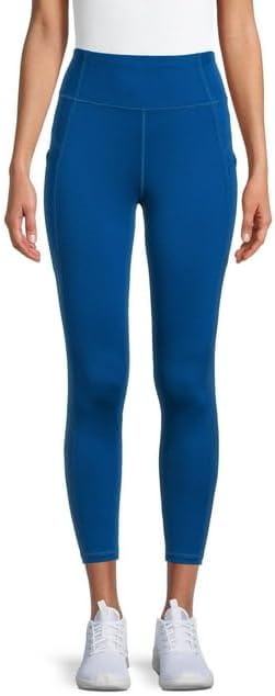 Avia Women's Active High-Waisted Leggings with Bottom Side Mesh (Blue - S)