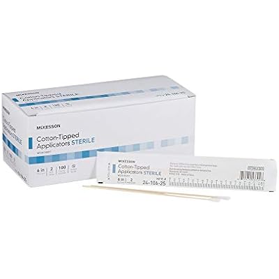 McKesson Sterile Cotton Tipped Applicators, 6 Inch, Box of 200 Medical Cotton Swabs for Wound Care, Cleaning, and Application, Wooden Shaft, Disposable