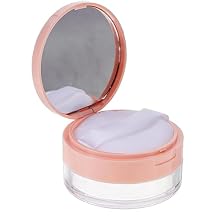 SOLUSTRE Mirrored Powder Case with Puff Portable Empty Loose Powder Container Compact Makeup Box Double Mesh Leak-Resistant Design for Travel and Daily Use 2.55X2.55X1.57In