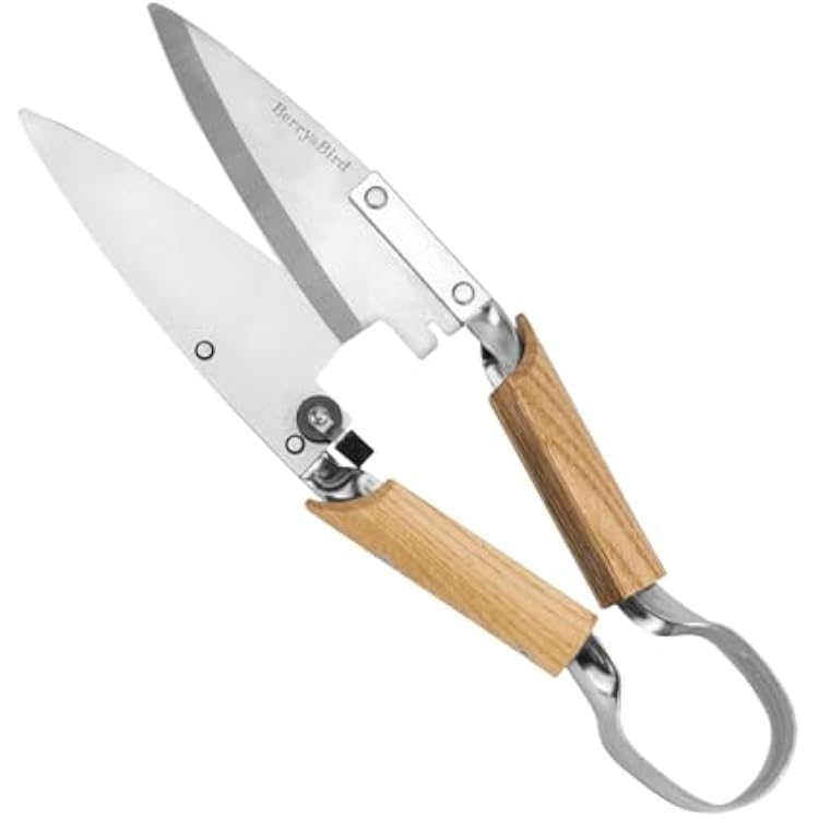 Berry&Bird Hand Shears, Single Bow Straight for Wool Sheep Shear for Alpaca, Pet, and Horse Shearing, Stainless Steel Large Grass Scissors for Cutting, Gardening, Pruning, and Trimming - 11.8 Long