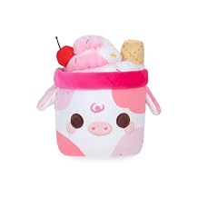Cuddle Barn PlushGoals - Lil Series Sprinkles Mooshake | Super Soft Cute Kawaii Pink and Red Cow Dessert Drink Collectible Plush Toy, 7 inches