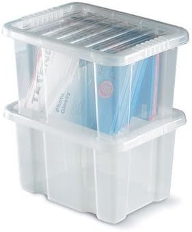 Barton Topstore Topbox Plastic Storage Container with Lid 35Ltr, 490L x 395W x 260H mm