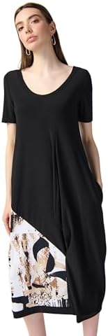 Joseph Ribkoff Abstract Print Silky Knit Cocoon Dress BlackMulti Style 241055