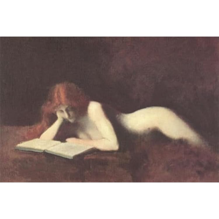 Wall Art Print Nude Redhead Reading Book, 24 x 16