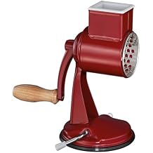 Zassenhaus Classic Drum Grater, Manual Kitchen Grater, Painted Metal, Beech Wood, Stainless Steel, Suction Base, 2 Grating Drums and Pestle, Can be Used as Vegetable Cutter, Cheese Grater and Slicer