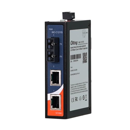 IMC-C121FB-MM-SC Industrial Media Converter, 2-Ports 10100Base-TX to 100Base-FX Multi-Mode, 2km1310nm, SC Connector, up to 2km, ORing Industrial Networking