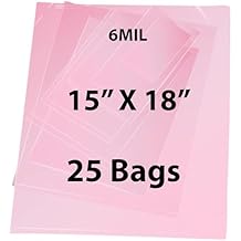 Pink Anti-Static Flat Bags, 6Mil 15" X 18" & 25 Bags | LDPE Material, Heat Sealable Bag for Packaging Products | Ideal for Bakery, Deli, Snacks, and Commercial Use, Plastic Bag for Small Businesses