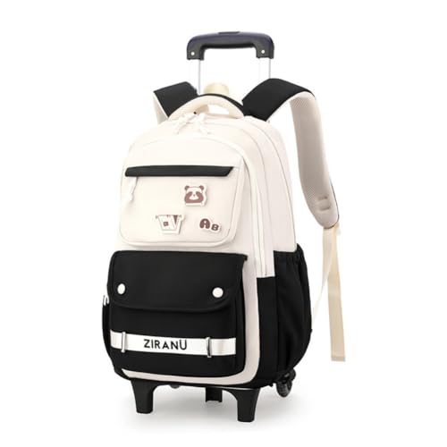 EKUIZAI Trolley Rolling Backpack for Girls Kids School Bags with 2 Wheels Boys Rolling School Bags for Teen Girls, Black