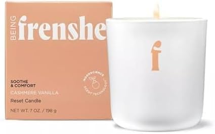 Being Frenshe Coconut & Soy Wax Reset Candle with Essential Oils - Cashmere Vanilla Scent - 7oz