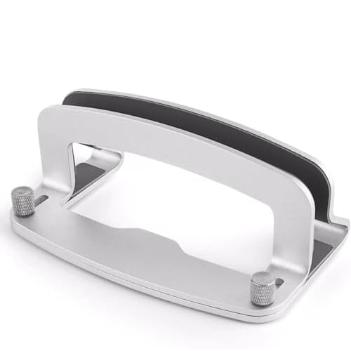 Aluminum Vertical Laptop Stand, MacBook Pro Laptop Vertical Stand Dock Holder with Adjustable Slot Fits All Laptops Notebook Tablets MacBook Air- Save Space & Improve Airflow, Silver