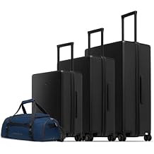 LEVEL8 Luminous Luggage Sets 3 Piece with Water Resistant Travel Duffle Bag, (20/24/28)
