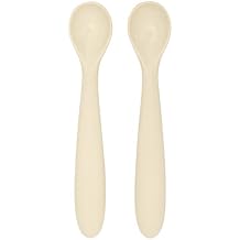 dollop Silicone Baby Feeding Spoon | 2 pack | BPA Free | Dishwasher Safe (Sand)