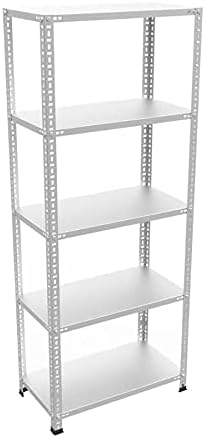 5 Tiers Galvanized Steel Shelving - Warehouse, Archive, Pantry, Net, Market Shelf, Bolted Shelving System 43x60 cm 200 cm 0.70 mm