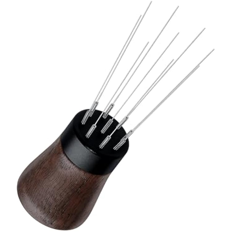 Normcore WDT Tool, 9 Prong Espresso Distribution Tool, 0.23mm Thick Espresso Stirrer Tools, Weiss Distribution Technique, Genuine American Walnut Wood Handle