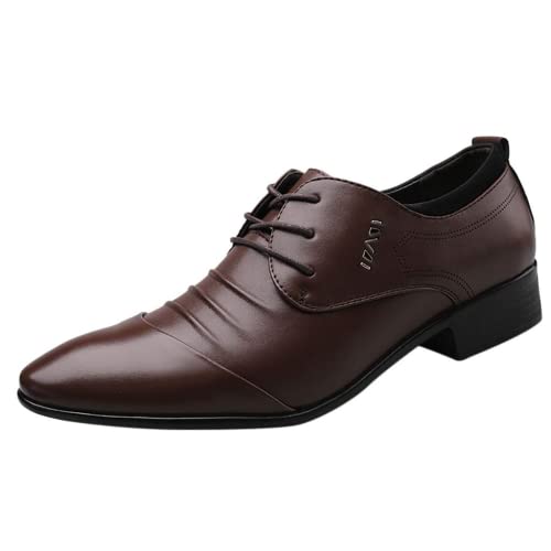 ZHOUYF Mens Dress Shoes Fashion Lace-up Pointed Toe Breathable Leather Formal Shoes Business White Wedding Shoes Classic Casual Outdoor Oxford Shoes for Men