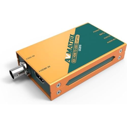 AVMATRIX Video Capture Card UC2018 HDMISDI with USB 3.0 Type-C 1080P 60FPS HDMI or SDI in, and USB 3.0 Out; Automatic Input Signal Detection, Up to 1080p60 for Live Streaming UC2018 Capture Card