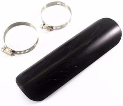9" Flame Exhaust Muffler Pipe Heat Shield Cover Heel Guard for Harley Honda Kawasaki Suzuki Yamaha Triumph Victory Chopper Cruiser Bobber Old School CB Cafe Racer (Black)