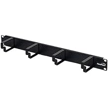 Navepoint 1U Horizontal 19-Inch Rack Mount Cable Management Panel with 4 D-Rings 2-Inches Deep Black
