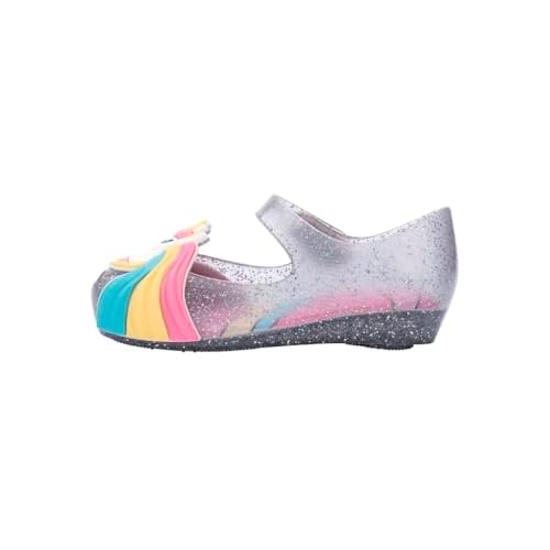 mini melissa Ultragirl Unicorn Mary Jane Shoes for Babies & Toddlers - Comfy & Cute Peep Toe Jelly Shoes wColorful Stripes & Adjustable Strap
