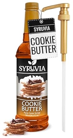 Syruvia Cookie Butter Coffee Syrup - 25.4 fl oz. Premium Coffee Flavoring Syrup. Kosher, and Gluten-Free. Ideal for Enhancing Drinks, Sodas, Shakes, Desserts, and More with Pump.