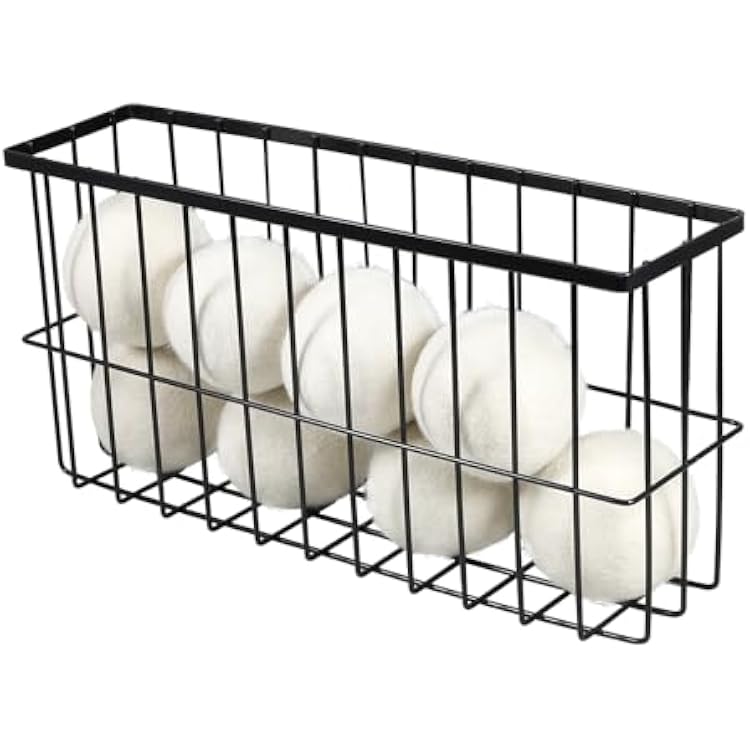Picowe Large Laundry Lint Bin Organizer with 2 Hooks for Storage, Holds 6 Dryer Balls Black, XL