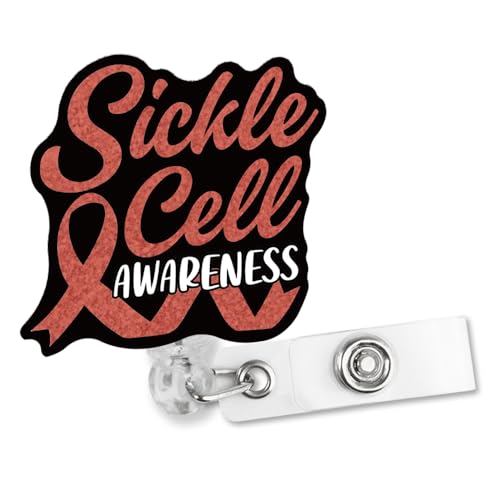 Sickle Cell Awareness Badge Reel, Funny Retractable Badge Reel with Shark Clip Gifts for Hematology Nurse Doctor Sickle Cell Anemia Warrior, National Sickle Cell Awareness Month Gifts