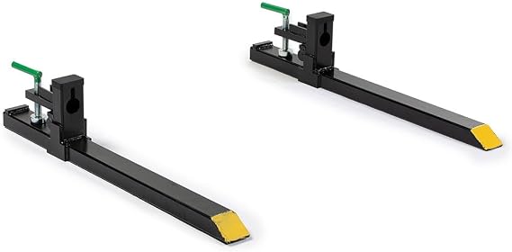 Titan Attachments Light-Duty 43" Clamp-On Pallet Forks, 30" x 3" Fork Length, Rated 1,500 LB, Easy to Install on Loader or Skid Steer Bucket