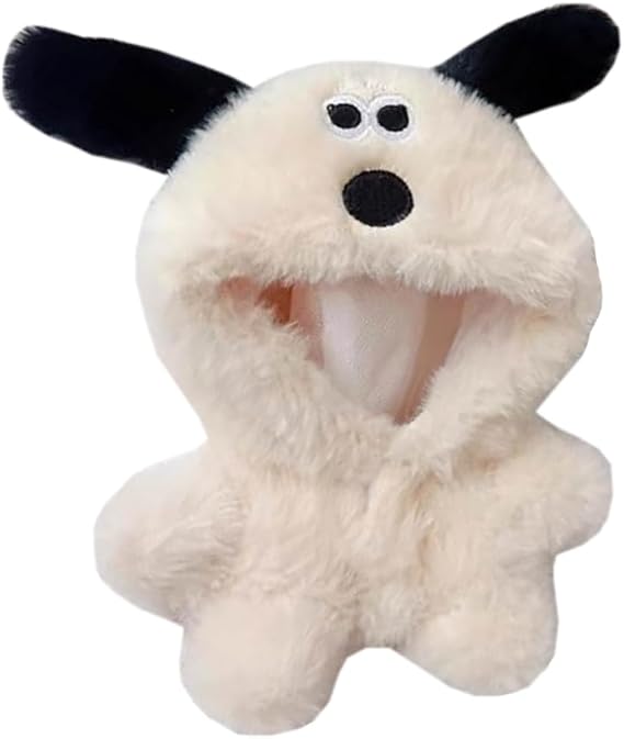 niannyyhouse 10cm~15cm 20cm 40cm Plush Doll Clothes Puppy Onesies Outfit Dolls Accessories Dress Up (Beige 10cm~15cm)
