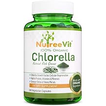 NutreeVit Pure Organic Chlorella Extract- Cracked Cell Walls Plant Vitamin - Veggie Capsules