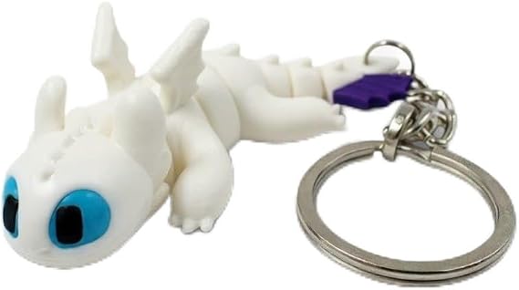 Gift Dragon Figure Keychain, Bag Accessory and Movable Toy | Lightfury (Light Fury)