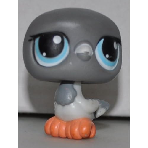 Pigeon #356 Grey, Blue Eyes, black stripes on wings - Littlest Pet Shop Retired Collector Toy - LPS Collectible Replacement Single Figure - Loose OOP Out of Package & Print