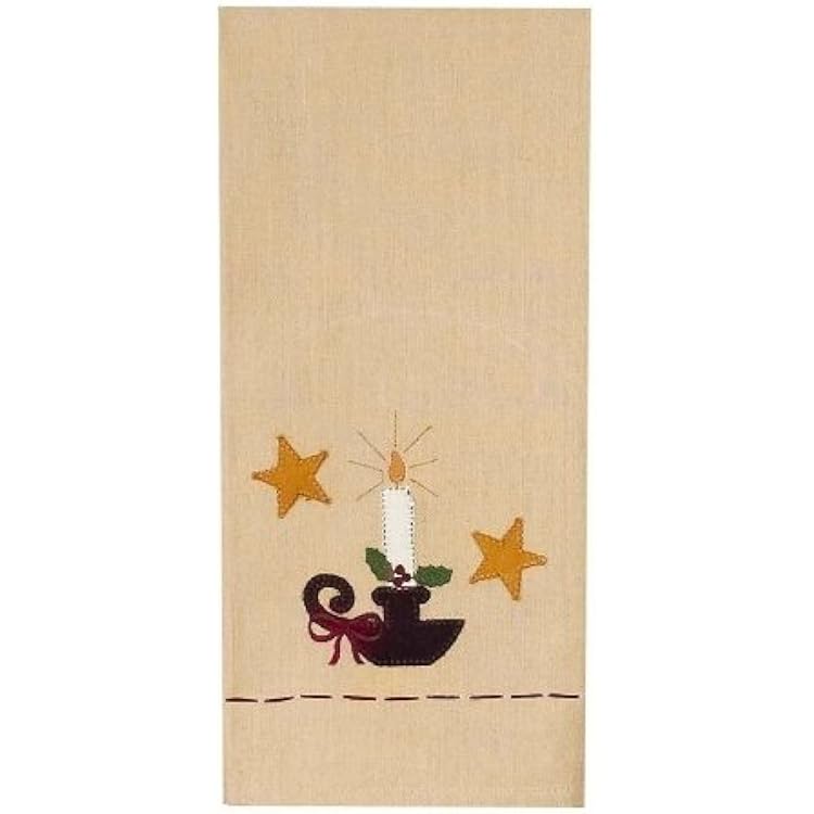 Home Collection by Raghu Candlelight Christmas Towel, 18 by 28-Inch, Nutmeg Set of 2