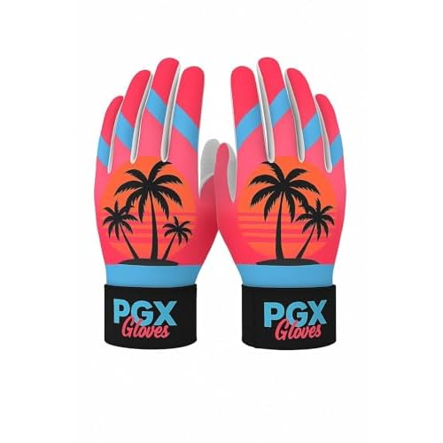PGX Baseball Miami Vice Batting Gloves - Adult & Youth Baseball & Softball Gloves, Leather Palm, Wrist Strap for Secure Fit