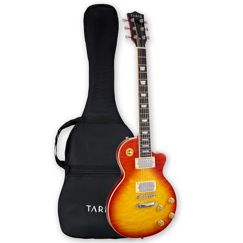 TARIO Electric Guitar cherryburst quilted maple top Okoume Body Maple Neck with Bag