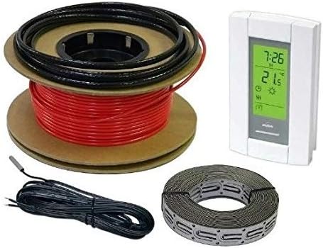 10 sqft Electric Radiant Floor Heating Cable Set 120V - Under Tile Floor Heating Cable, 7-day Programmable AUBE TH115-AF-120S Thermostat with Floor Sensor. Bathroom Floor Heating, Heated Tile Floors