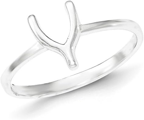 JewelryWeb 925 Sterling Silver Solid Back Polished Wishbone Ring Ring for Women